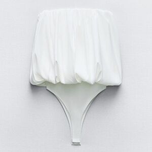 Zara White Voluminous Strapless Bodysuit